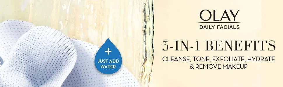 Olay Daily Facials Deeply Purifying Clean 5-in-1 Cleansing Wipes with Power of a Makeup Remover Scrub Toner Mask and Cleanser - 66 count - product information 1