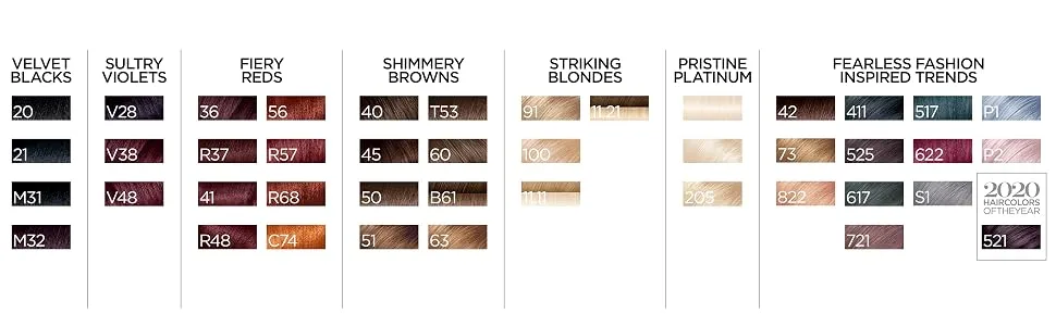 L'Oreal Paris Feria Multi-Faceted Shimmering Permanent Hair Color - Feria hair shade chart