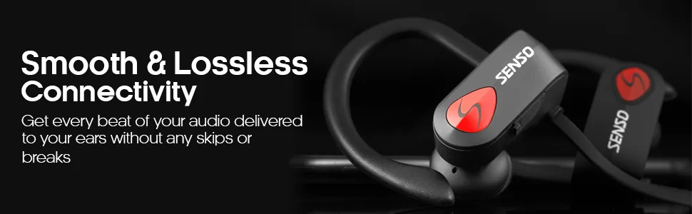 SENSO Bluetooth Headphones HD Stereo Sweatproof Earbuds for Gym Running Workout - bluetooth headphone, wireless headphones, bluetooth earbuds, wireless earbuds