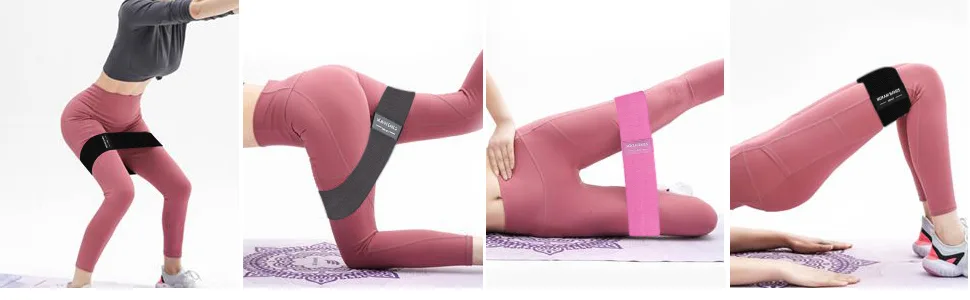 Mokani Resistance Bands for Legs and Butt Fabric Exercise Bands - Set of 3 - Exercise Bands