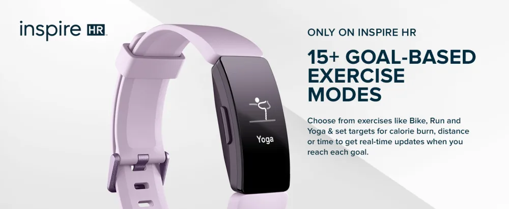 Fitbit Inspire HR Heart Rate and Fitness Tracker, One Size (S and L Bands Included), 1 Count Black (Heart Rate) - 15 plus goal based exercise modes