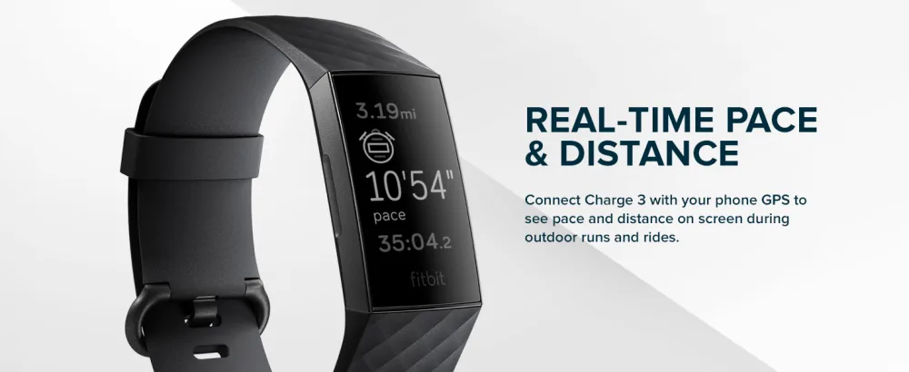 Fitbit Charge 3 Fitness Activity Tracker - real time pace and distance