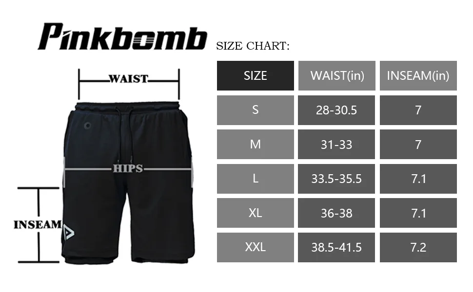 Pinkbomb Men's 2 in 1 Running Shorts Gym Workout Quick Dry Mens Shorts with Phone Pocket - men shorts 9