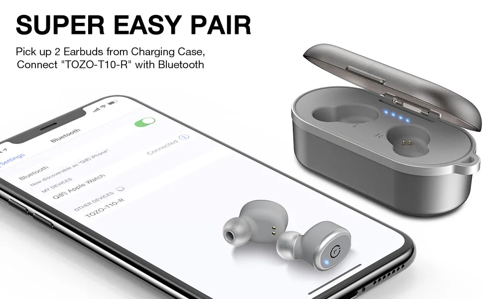 TOZO T10 Bluetooth 5.0 Wireless Earbuds with Wireless Charging Case Waterproof  - product information 1
