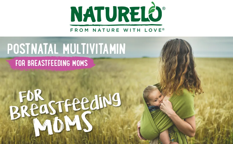 NATURELO Post Natal Multivitamin Whole Food Postnatal Supplement for Breastfeeding Women - 180 Capsules - NATURELO, Postnatal, Multivitamin, Supplement, Breastfeeding Women, Vitamin D, Folate, Iron, Vegan