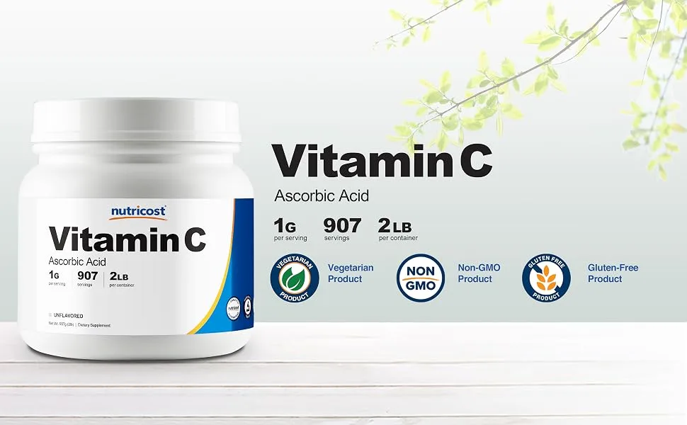 Nutricost Ascorbic Acid Powder (Vitamin C) - 2 LBS - Vitamin C 2 Lbs Ascorbic Acid powder by Nutricost