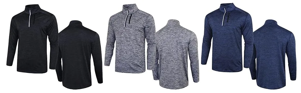 Liberty Imports Pack of 3 Men's Performance  - 3 pack long sleeve pullover shirts