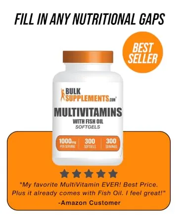 BulkSupplements Whey Protein Isolate Powder 90% - 250 Grams - Multivitamins Softgels