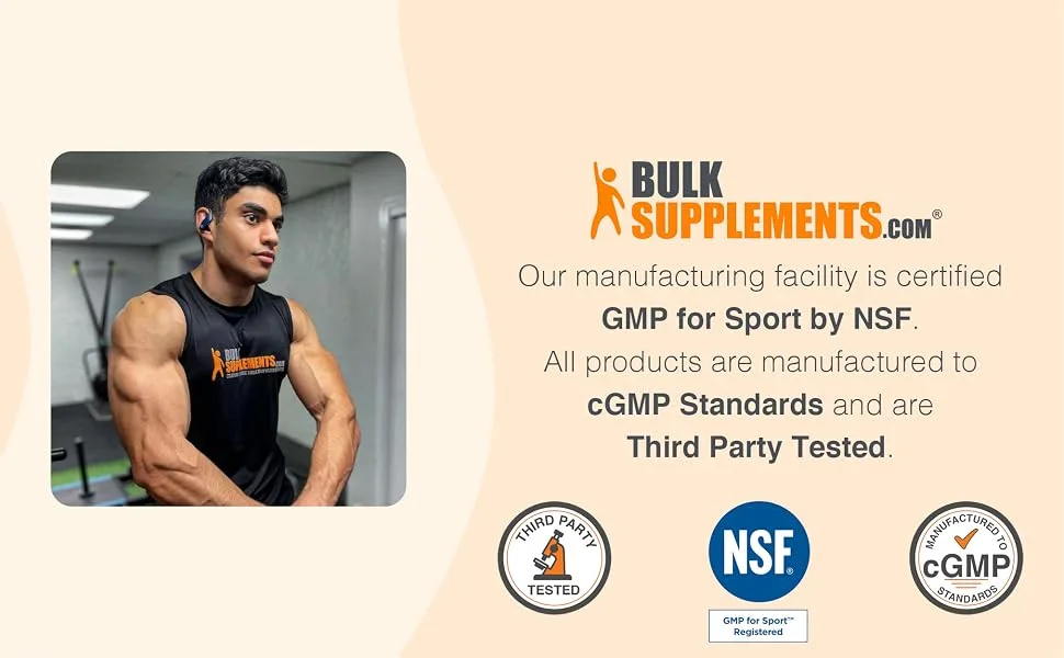 BulkSupplements Whey Protein Isolate Powder 90% - 250 Grams - Our manufacturing facility is certified GMP for Sport by NSF.
