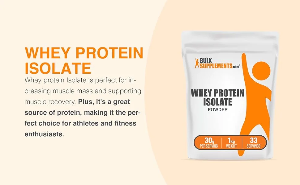 BulkSupplements Whey Protein Isolate Powder 90% - 250 Grams - whey protein isolate powder
