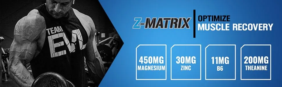 Evlution Nutrition Z Matrix Nighttime Recovery and Sleep Support - 30 Servings - zinc, magnesium, supplements, testosterone, men, supplement, zma, booster, oxide, citrate