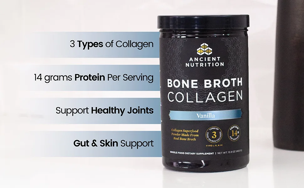 Ancient Nutrition Bone Broth Collagen Powder - Bone Broth Collagen Vanilla