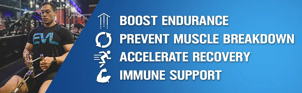 EVLution Nutrition Glutamine 5000 Unflavored - 60 Servings - boost endurance prevent muscle breakdown accelerate recovery immune support