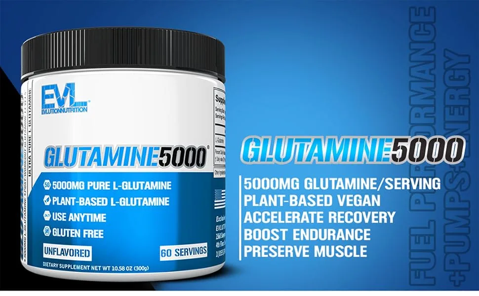 EVLution Nutrition Glutamine 5000 Unflavored - 60 Servings - glutamine
