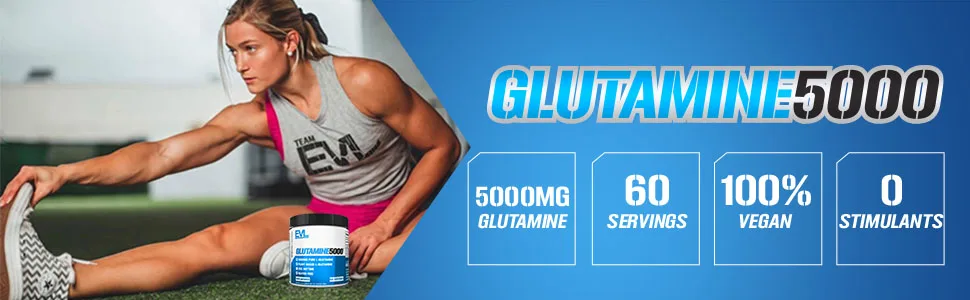EVLution Nutrition Glutamine 5000 Unflavored - 60 Servings - glutamine, 60 servings, vegan