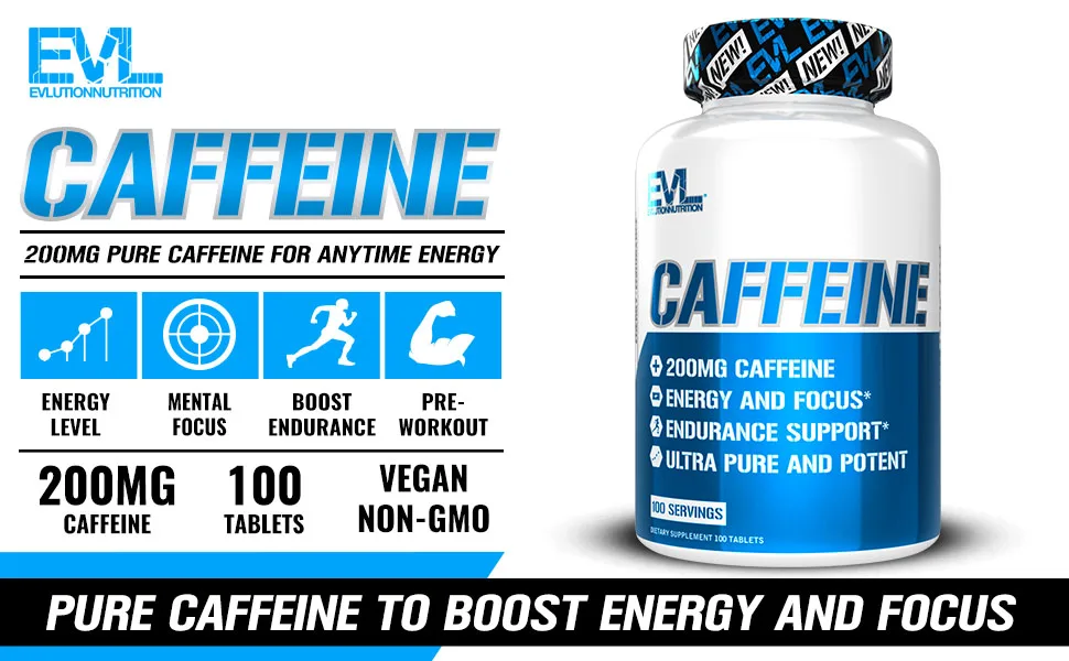 Evlution Nutrition Caffeine 200 mg of Caffeine Per Serving -  100 Servings - caffeine