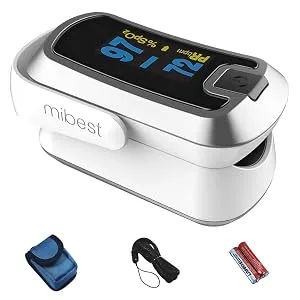Mibest OLED Finger Pulse Oximeter O2 Meter - White/Silver - mibest silver oled