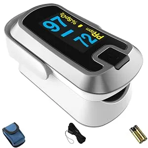 Mibest OLED Finger Pulse Oximeter O2 Meter - White/Silver - mibest silver oled