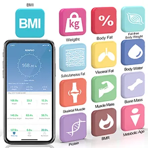RENPHO Body Fat Scale Smart BMI Scale Digital Bathroom Wireless Weight Scale - Black - body fat scale