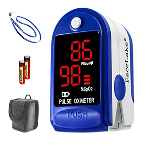 FaceLake FL400 Pulse Oximeter Fingertip with Carrying Case - Blue - Facelake 400 Pulse Oximeter Blood Oxygen SPO2 Monitor Screen Display for Adults KidsCase Batteries