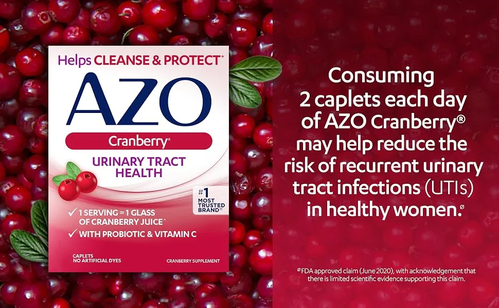 AZO Cranberry Pills for Urinary Tract Health for Women and Men Adult Cranberry Supplement Sugar-free Non-GMO 50 Caplets 50 Count (Pack of 1) 50 Count (Pack of 1) - header