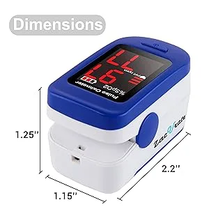 Zacurate 500BL Fingertip Pulse Oximeter Blood Oxygen - Navy Blue - Dimensions 500BL