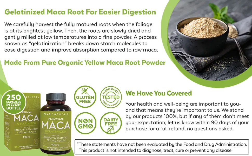 Viva Naturals Peruvian Maca Root - 250 Capsules - product information 6