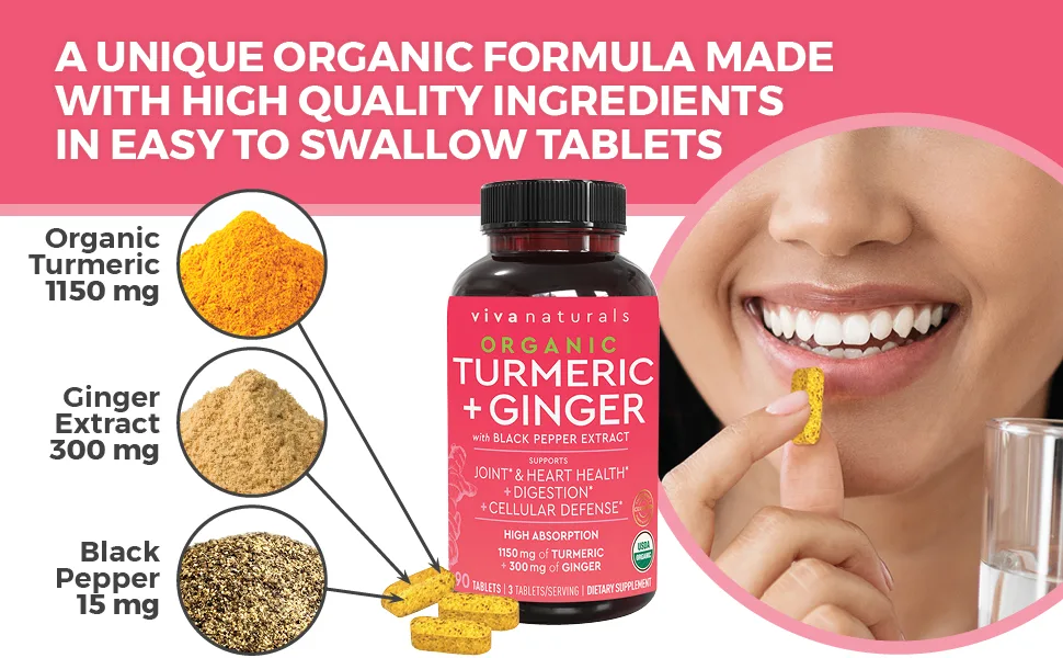 Viva Naturals Organic Turmeric Curcumin - 90 Tablets  - organic