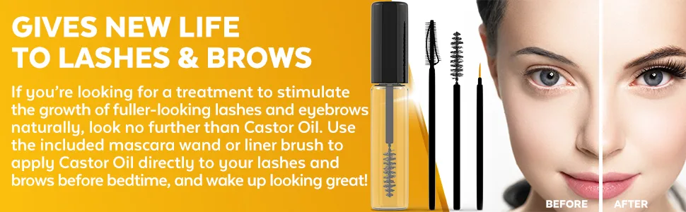 Viva Naturals Organic Castor Oil for Eyelashes and Eyebrows - 16 fl oz - lashes