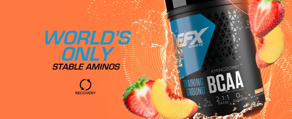 EFX Sports Training Ground BCAA | Fully Stable Highly Soluble Amino Acids Supplement | Pre Intra or Post Workout | Sugar Free | 500 Grams (Strawberry Peach) - EFX BCAA