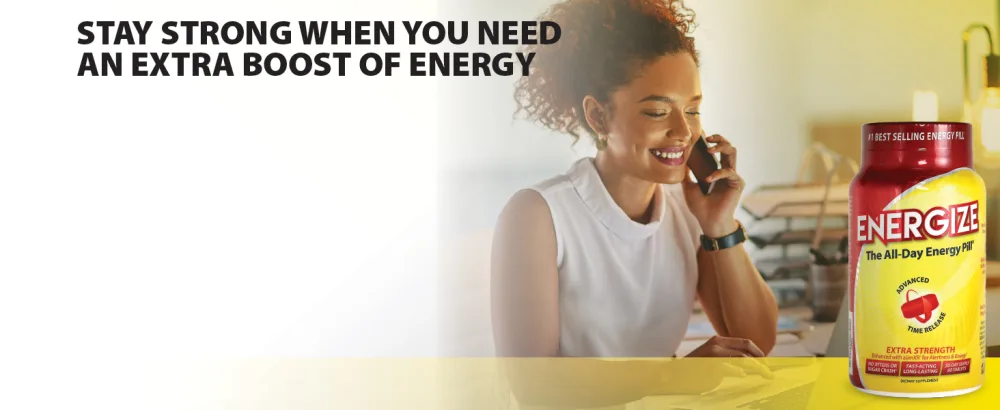 iSatori Energize - 84 Tablets - ENERGIZE All-Day Energy Pill Descriptive Stronger Energy Boost Banner