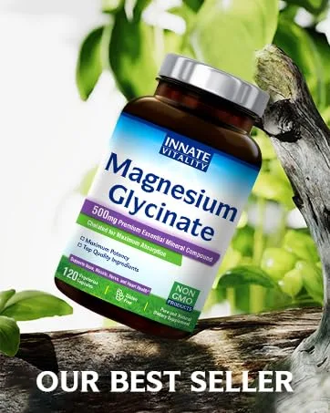 Innate Vitality Magnesium Glycinate 500mg 70mg Elemental Magnesium per Cap High Absorption Non-GMO No Gluten Nerve Muscle Bone Heart Health 120 Veggie Capsules - Magnesium Glycinate is the easiest form of magnesium to absorb and gentle on the stomach.
